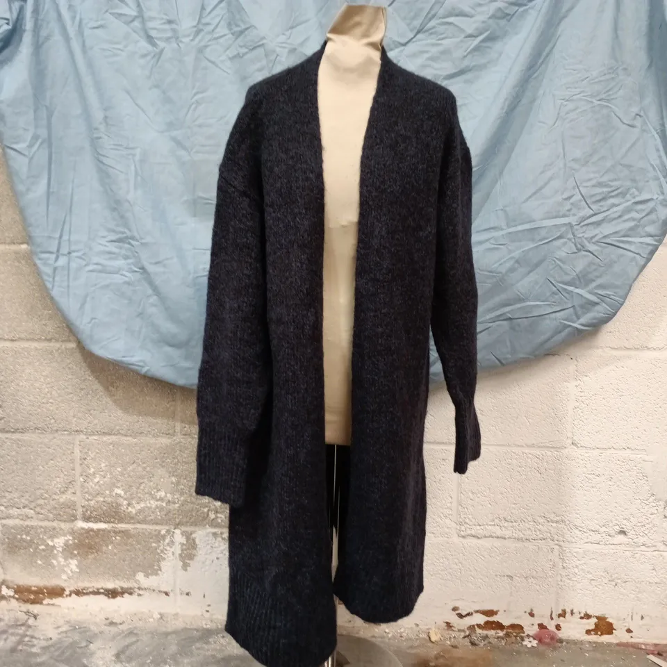 ZARA NAVY KNITTED LONGLINE CARDIGAN – XS-S (EUR/USA)
