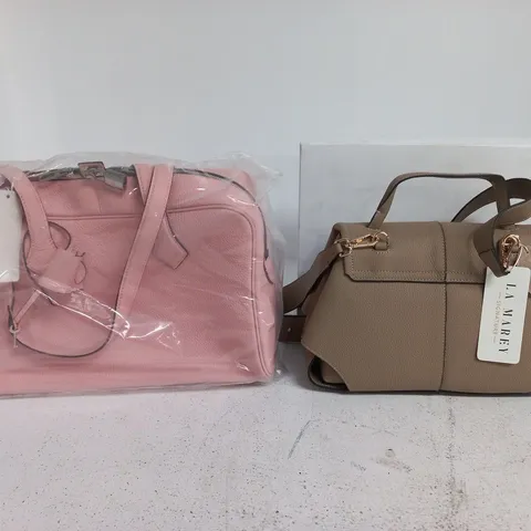 LOT OF 9 HANDBAGS TO INCLUDE LA MEREY AND PINK LEATHER EFFECT