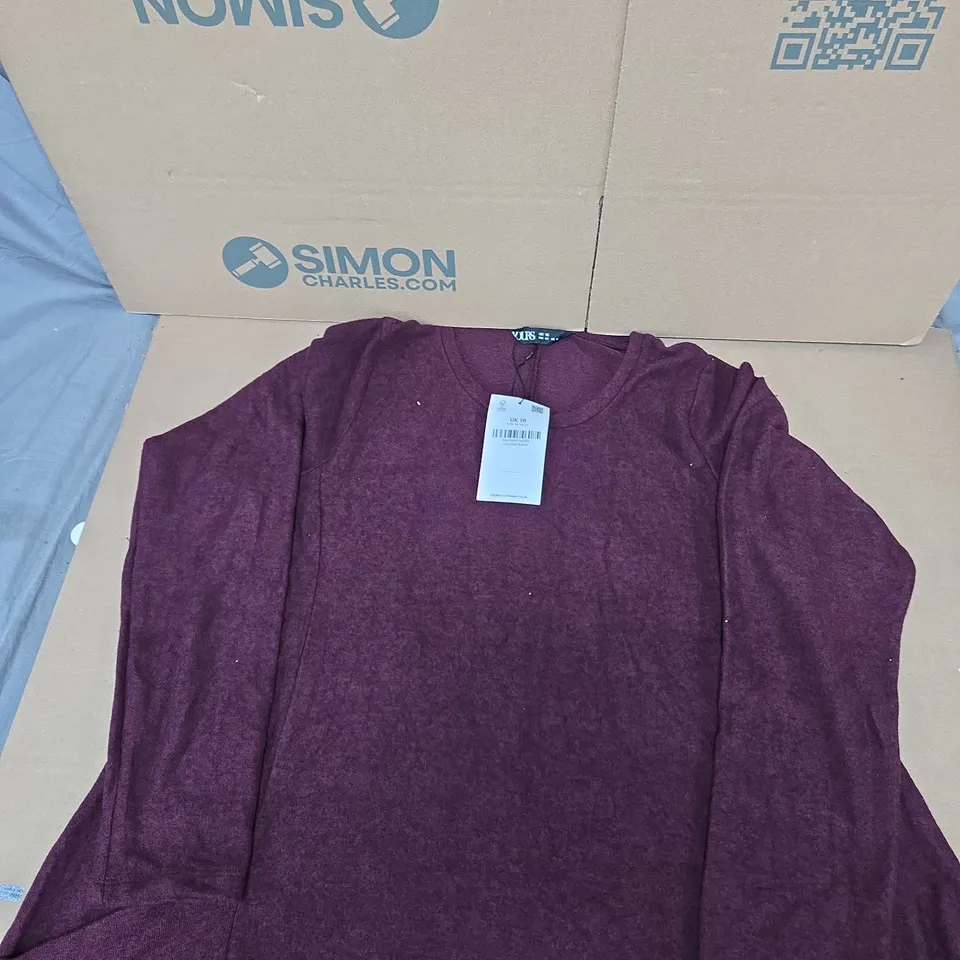 YOURS DRAPE POCKET DRESS WINE SIZE 16