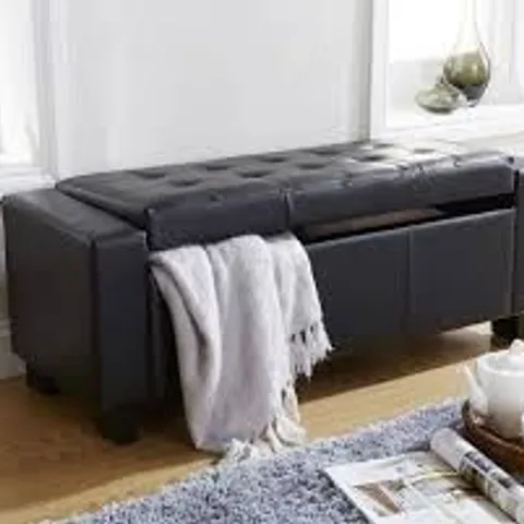 BOXED GFW VERONA OTTOMAN STORAGE BENCH - BLACK PU (1 BOX)