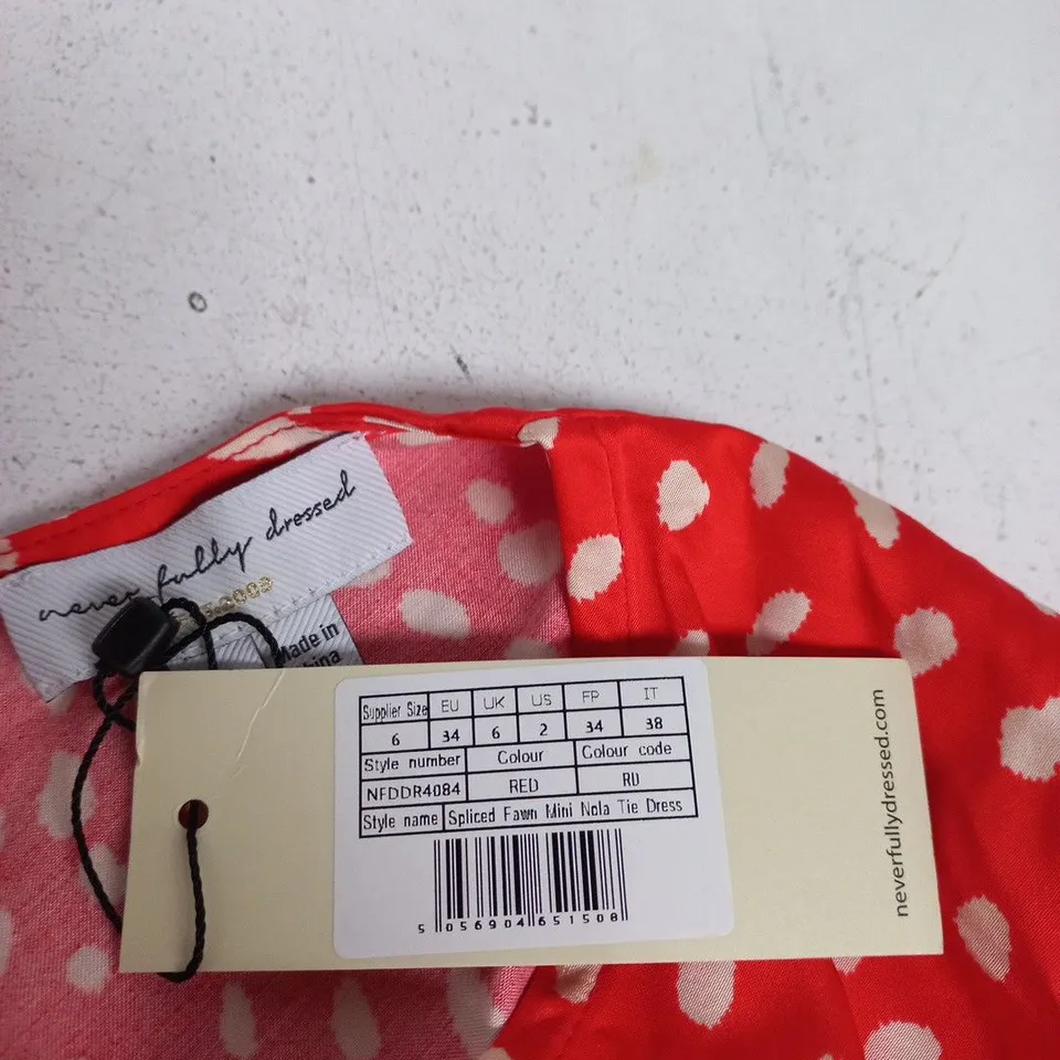 NEVER FULLY DRESSED RED POLKA-DOT MINI DRESS – UK 6 (EU34 US2)