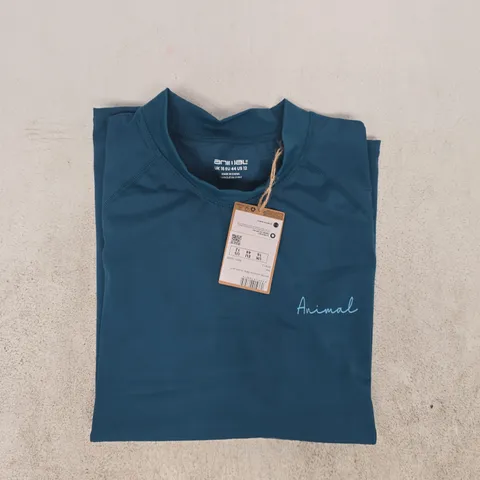 ANIMAL WOMEN'S DAISY SHORT SLEEVE RASH VEST IN TEAL SIZE UK 16