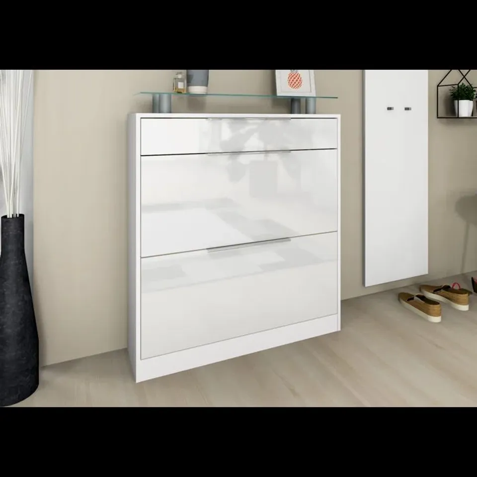 BOXED ELLARI 12 PAIR SHOE STORAGE CABINET