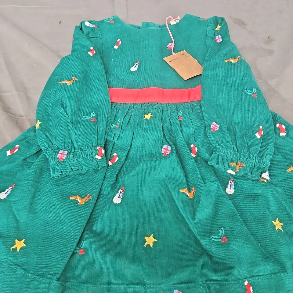 BODEN PEGGY CORD PARTY DRESS, GREEN, UK 2-3 (2-3Y)