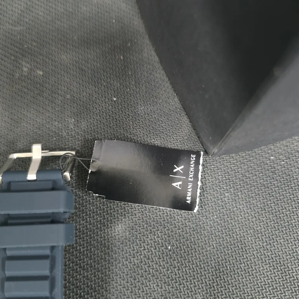 ARMANI EXCHANGE AX CHRONOGRAPH WATCH, BLUE SILICONE STRAP – BOXED