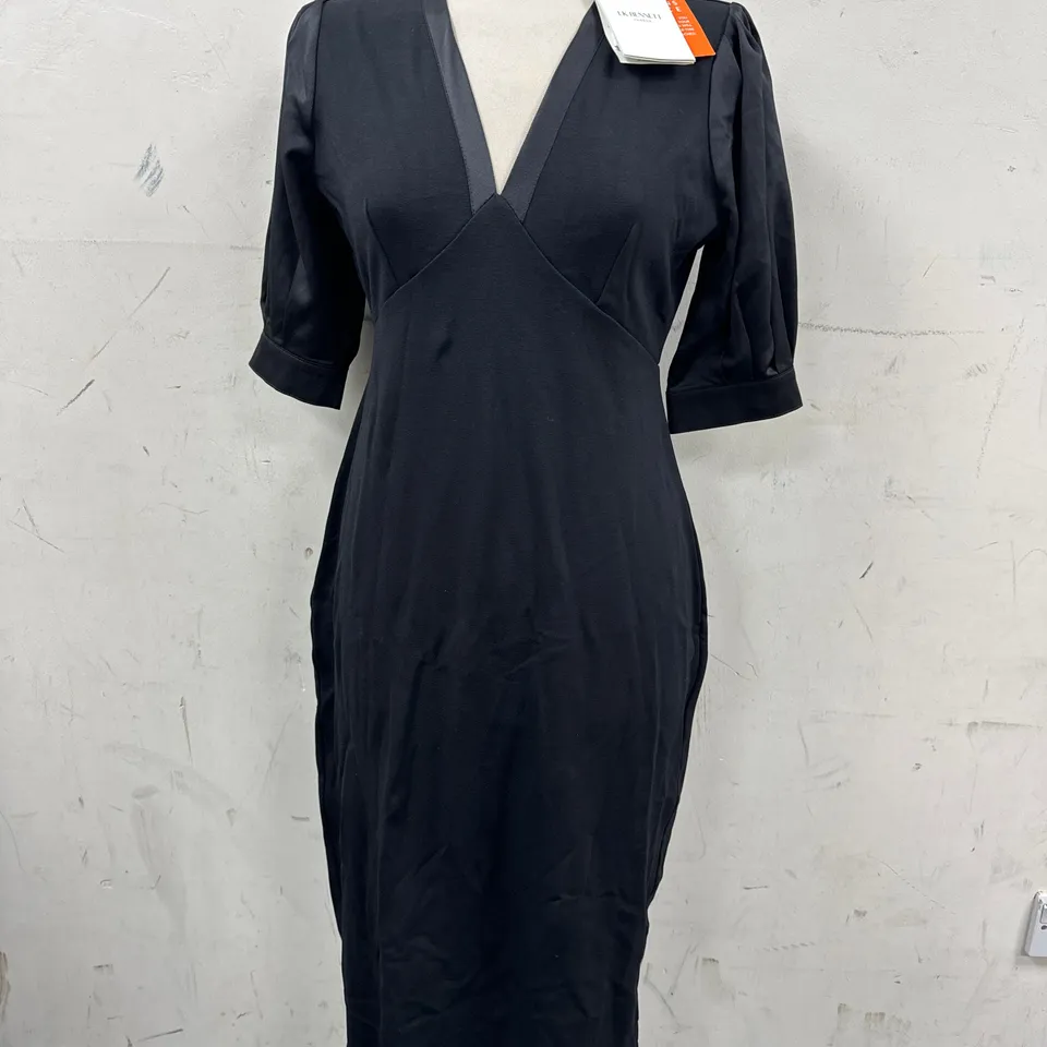 LK BENNET LONDON PLUNGE NECK DRESS IN BLACK SIZE 10