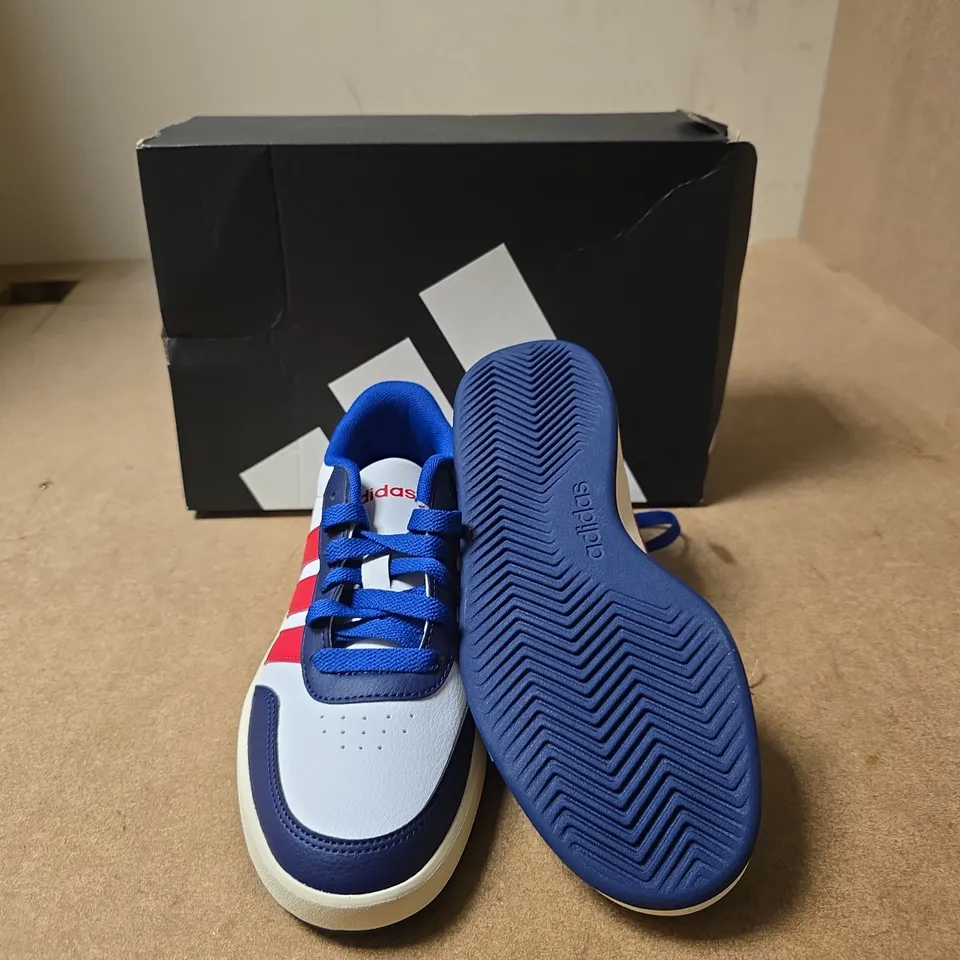 ADIDAS BREAKNET SNEAKERS – WHITE/BLUE/RED - UK SIZE 3