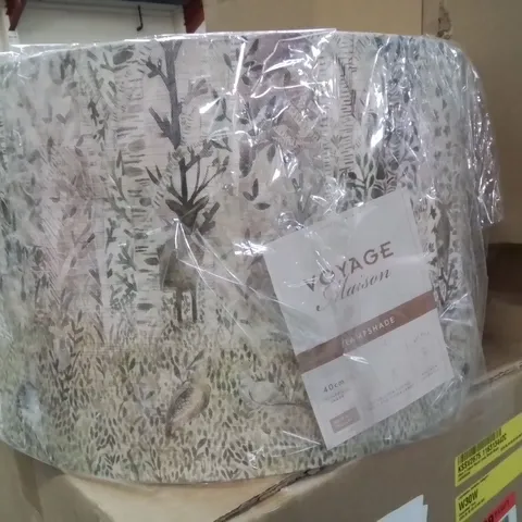BOXED WOODLAND THEMED COTTON ROUND LAMP SHADE, 