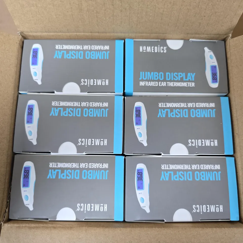 6 BOXED HOMEDICS JUMBO DISPLAY INFRARED EAR THERMOMETER TE-101-EU