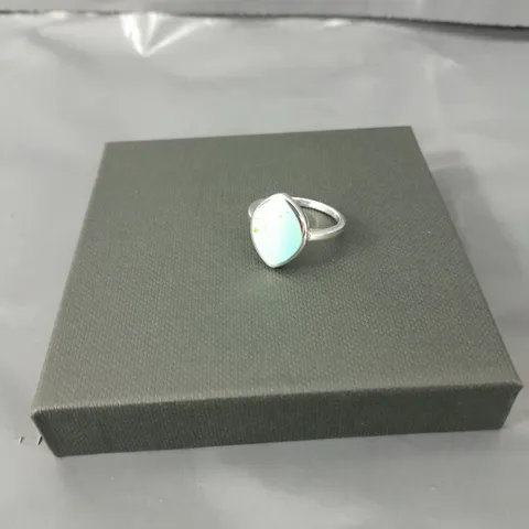 STERLING SILVER TURQUOISE MARQUISE RING - L