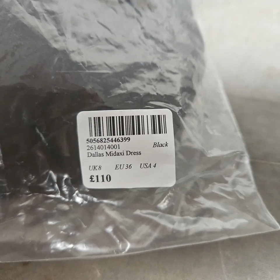 BAGGED NOBODYS CHILD DALLAS MIDAXI DRESS – BLACK, UK8