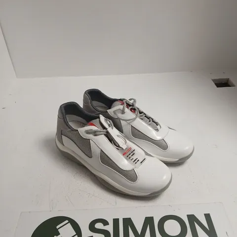 PRADA TRAINERS – WHITE/GRAY MESH – SIZE 12