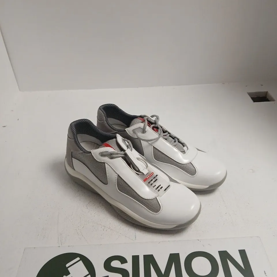 PRADA TRAINERS – WHITE/GRAY MESH – SIZE 12