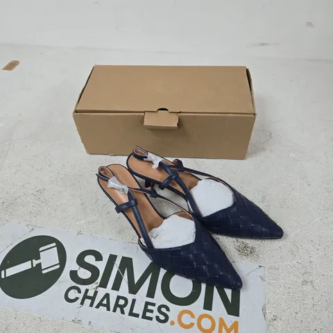 SPOT ON WOMEN'S NAVY BLUE WOVEN SLINGBACK HEELS β UK 4 (EU 37) β BOXED
