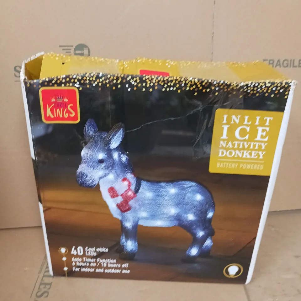 BOXED THREE KINGS INLIT ICE NATIVITY DONKEY RRP £25.99