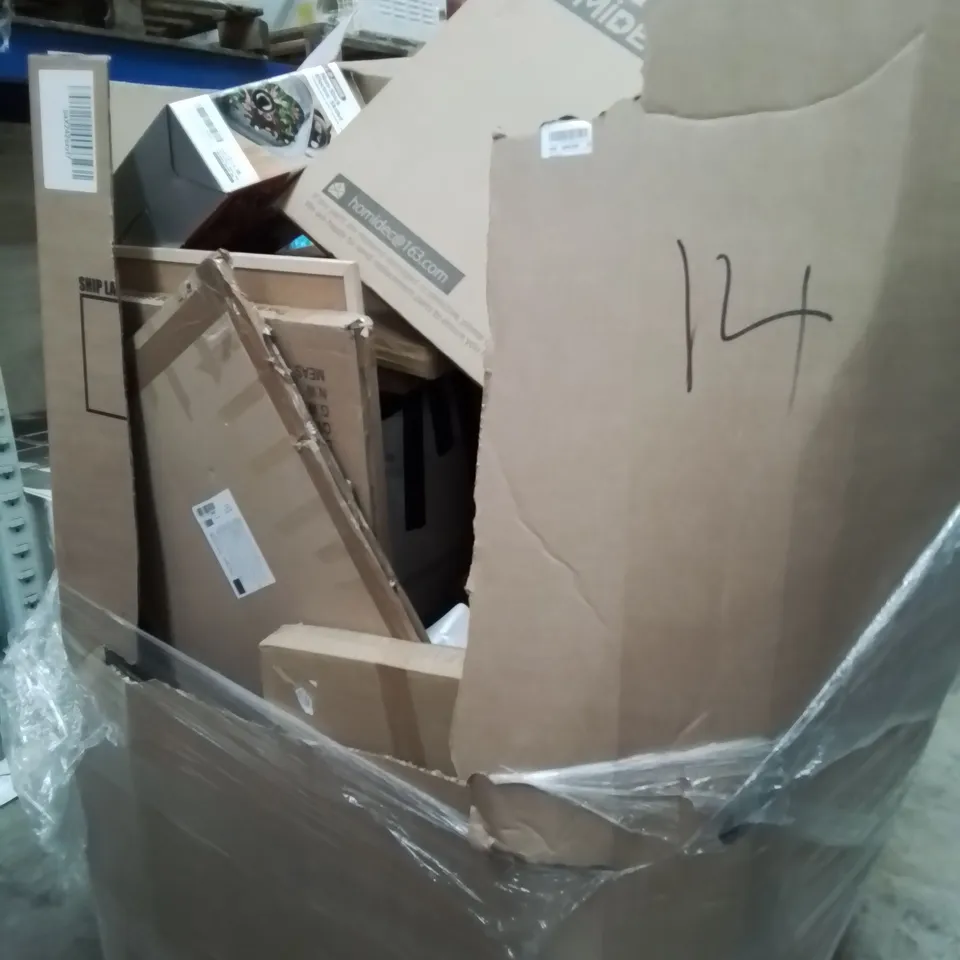 PALLETOF ASSORTED ITEMS, INCLUDING, ELECTRIC SKILLET, OFFICE CHAIRS, HOMEDIC TABLE, CORK NOTICE BOARD,
