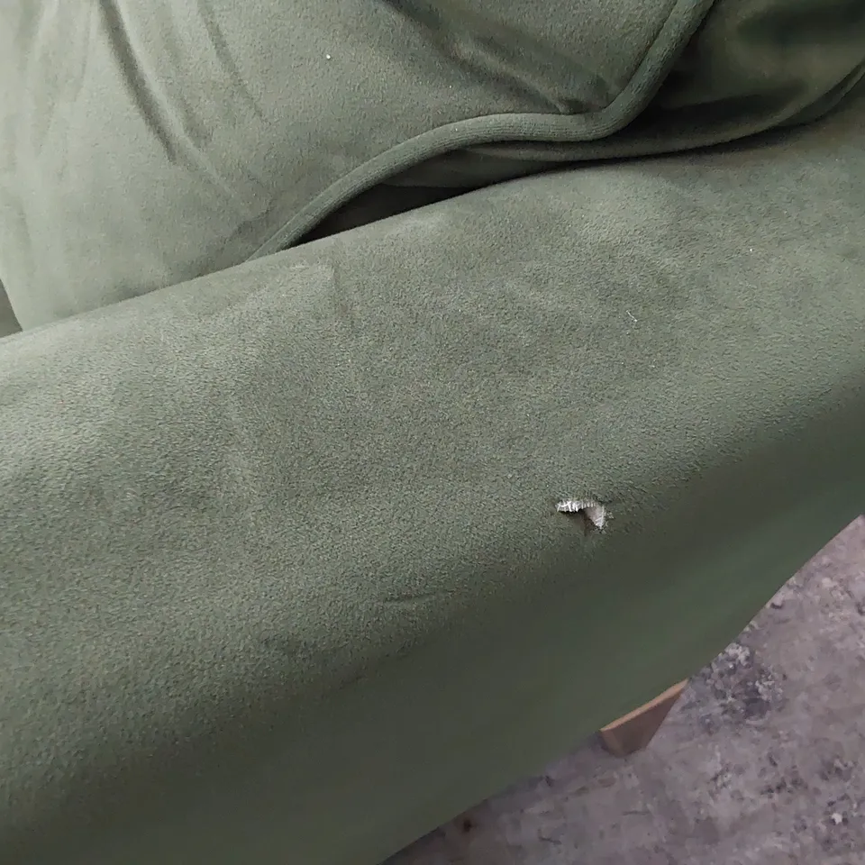 QUALITY BRITISH DESIGNER LOUNGE Co. SNUGGLER CHAIR GREEN PLUSH FABRIC 