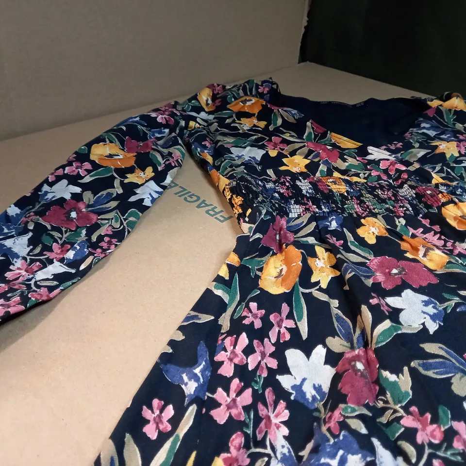 ZARA BLACK/FLORAL PRINT MIDI DRESS - XS