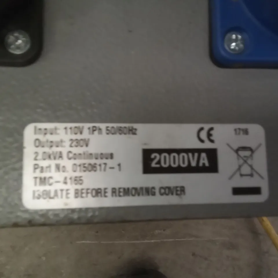 2KVA 110V TO 240V STEP UP TRANSFORMER
