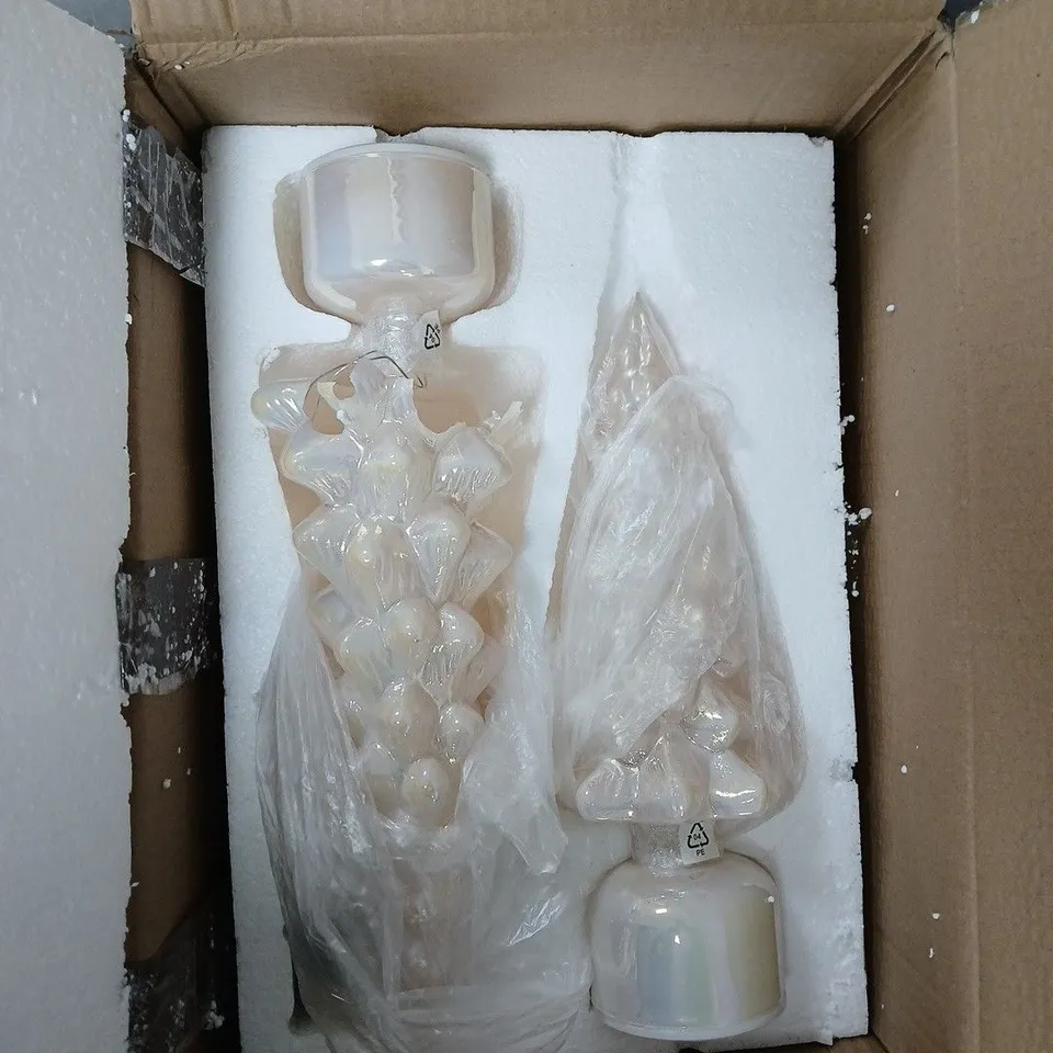 HOME STORIES PRE-LIT SET OF 2 ROTATING GLASS CHRISTMAS TREES