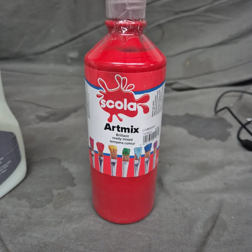 APPROXIMATELY 15 ASSORTED HOUSEHOLD CLEANING PRODUCTS AND ART SUPPLIES – MIXED LOT (WASHROOM CLEANER, F10 AVIAN DISINFECTANT, ARTMIX TEMPERA PAINTS)