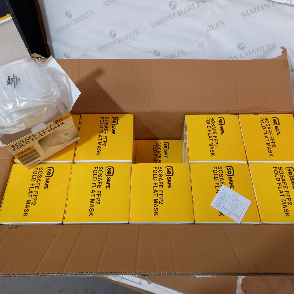 LOT OF 20 BOXES OF 20PC SOSAFE FFP2 FOLD FLAT DUST MASKS (SS4020)