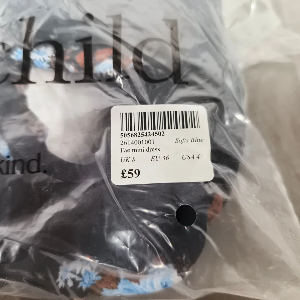 NOBODY'S CHILD FAE MINI DRESS – SOFT BLUE, UK 8 