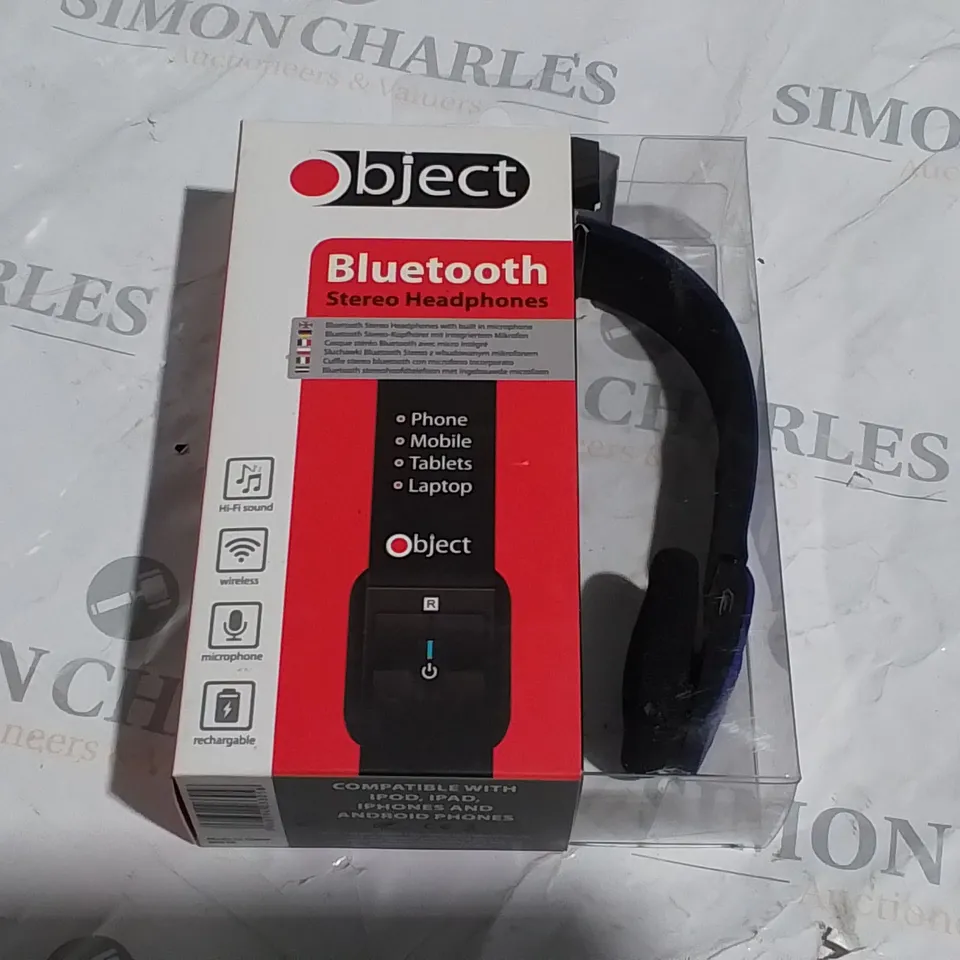 LOT OF 10 BOXED OBJECT BLUETOOTH STEREO HEADSET - BLUE