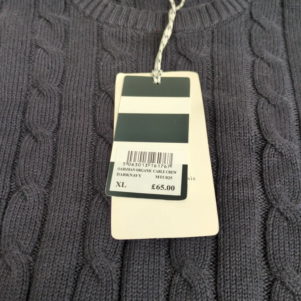 CREW CLOTHING COMPANY OARSMAN ORGANIC CABLE CREW DARK NAVY XL WITH TAGS