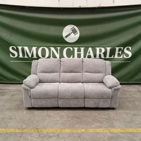 ALBION 3 SEATER FABRIC MANUAL RECLINER SOFA - GREY