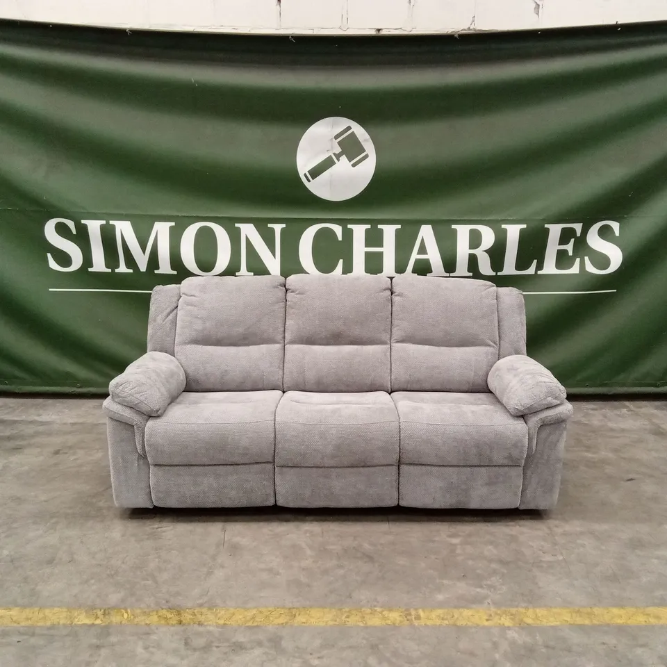 ALBION 3 SEATER FABRIC MANUAL RECLINER SOFA - GREY RRP £679