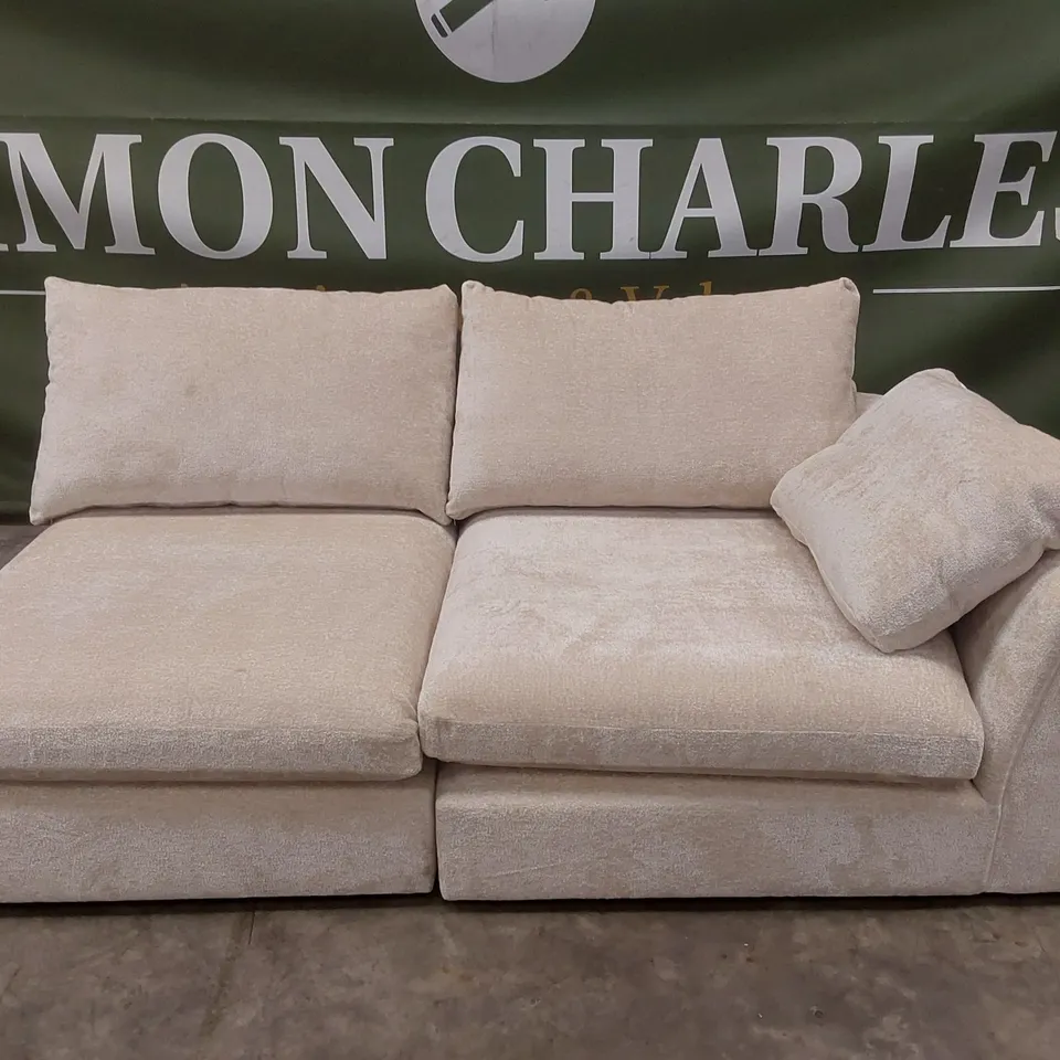 QUALITY DESIGNER EX DISPLAY OPEN-ENDED FABRIC CHAISE SOFA - CREAM