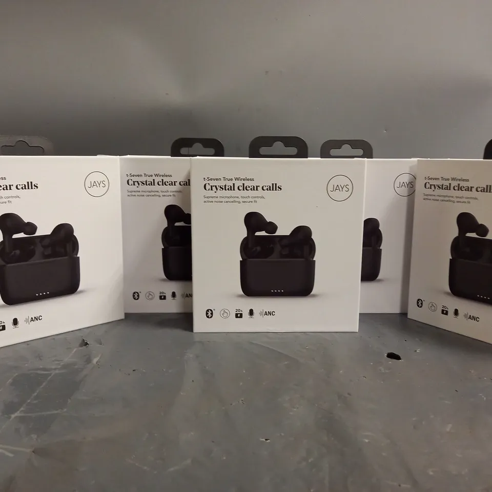5 BOXED AND SEALED JAYS t-SEVEN TRUE WIRELESS EARBUDS (T7TW01)
