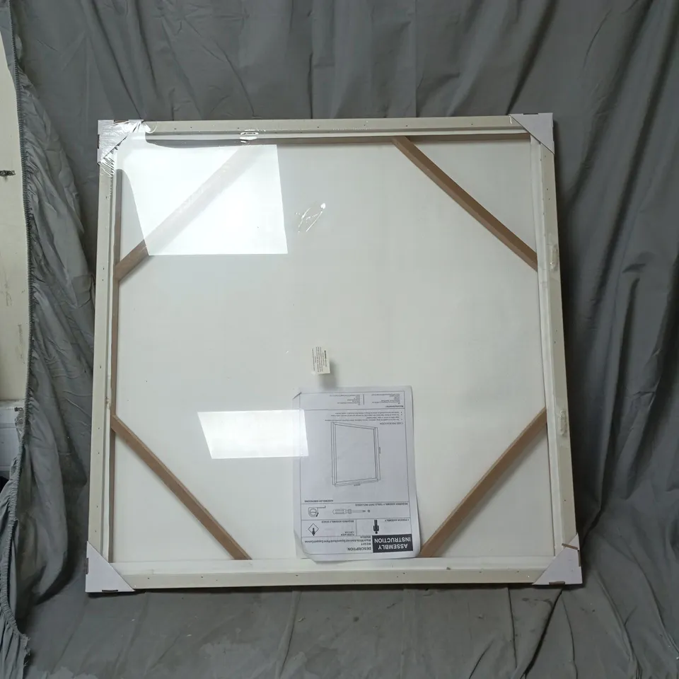 ABSTRACT ART IN FRAME, BLACK/WHITE 80X80CM