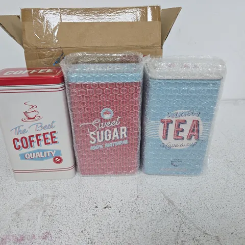 ALMINEEZ 3-PIECE TEA, COFFEE AND SUGAR TIN SET