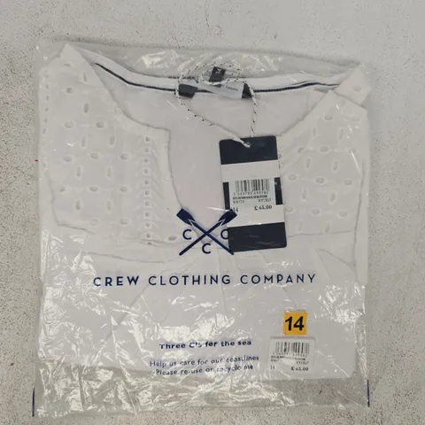 BAGGED CREW CLOTHING COMPANY KYLIE BRODERIE BLOUSE IN WHITE SIZE 14