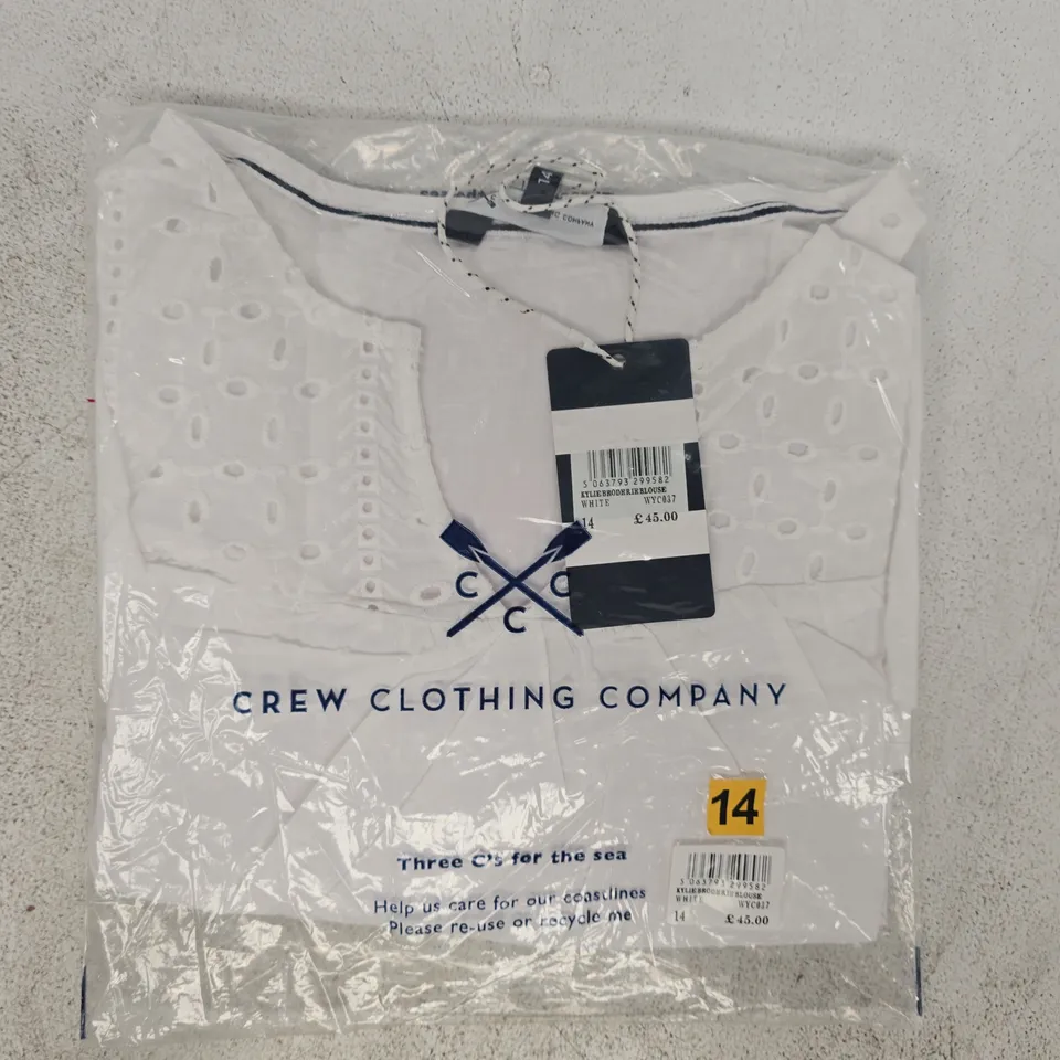BAGGED CREW CLOTHING COMPANY KYLIE BRODERIE BLOUSE IN WHITE SIZE 14