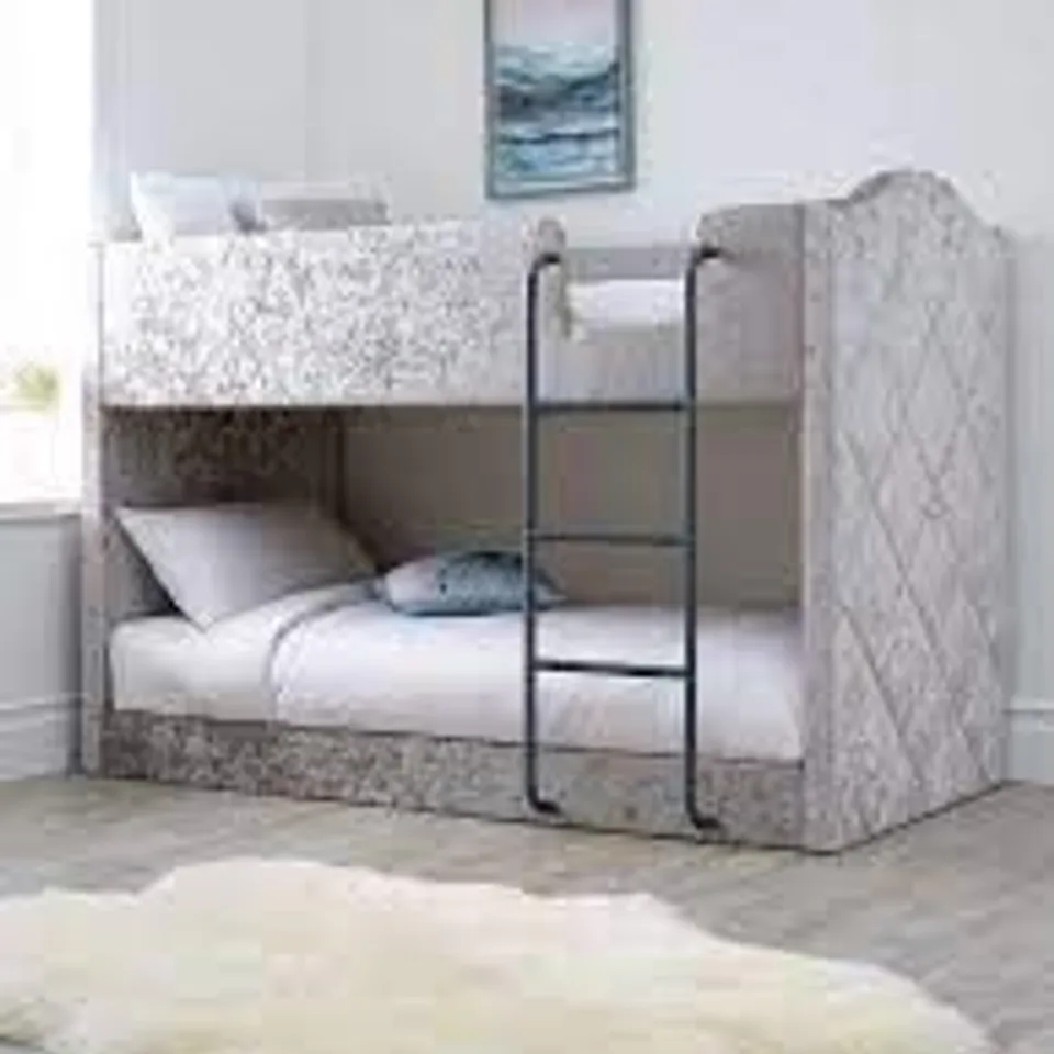BOXED MANDARIN UPHOLSTERED BUNK BED IN GREY ( 4 OF 4 BOXES ) 