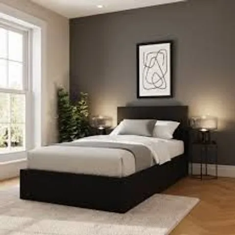 BOXED GFW SINGLE BLACK SIDE LIFT OTTOMAN BED (2 BOXES)