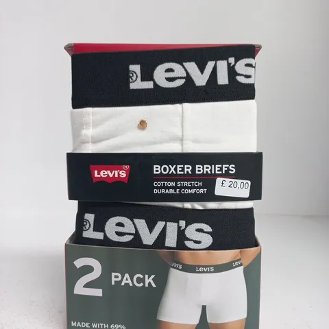 LEVI'S MEN'S BOXER BRIEFS – 2 PACK, WHITE - XL