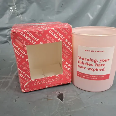 BOXED MISCHIEF CANDLES PINK BLOSSOM SCENTED CANDLE (250g)