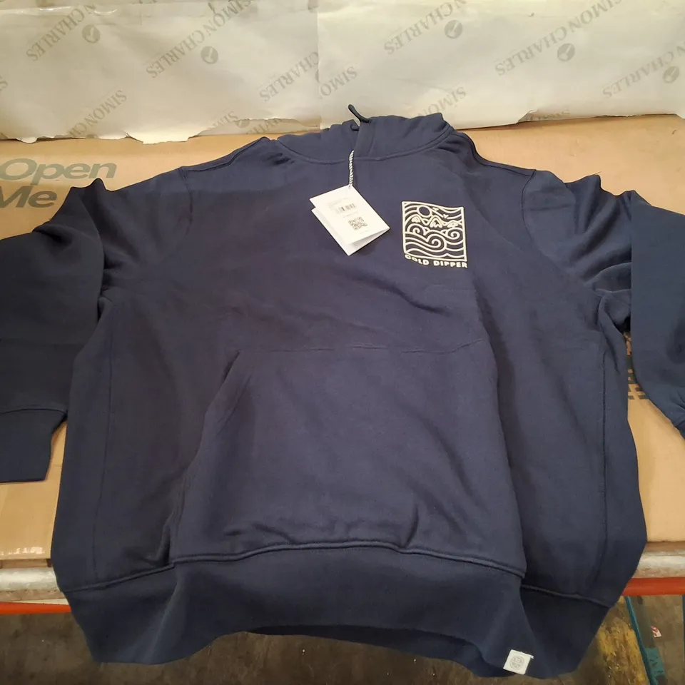 BOX CONTAINING APPROXIMATELY 13 BRASS MONKEY COLD DIPPER MENS NAVY HOODIE, XXL (UK 2XL) – LOGO CHEST