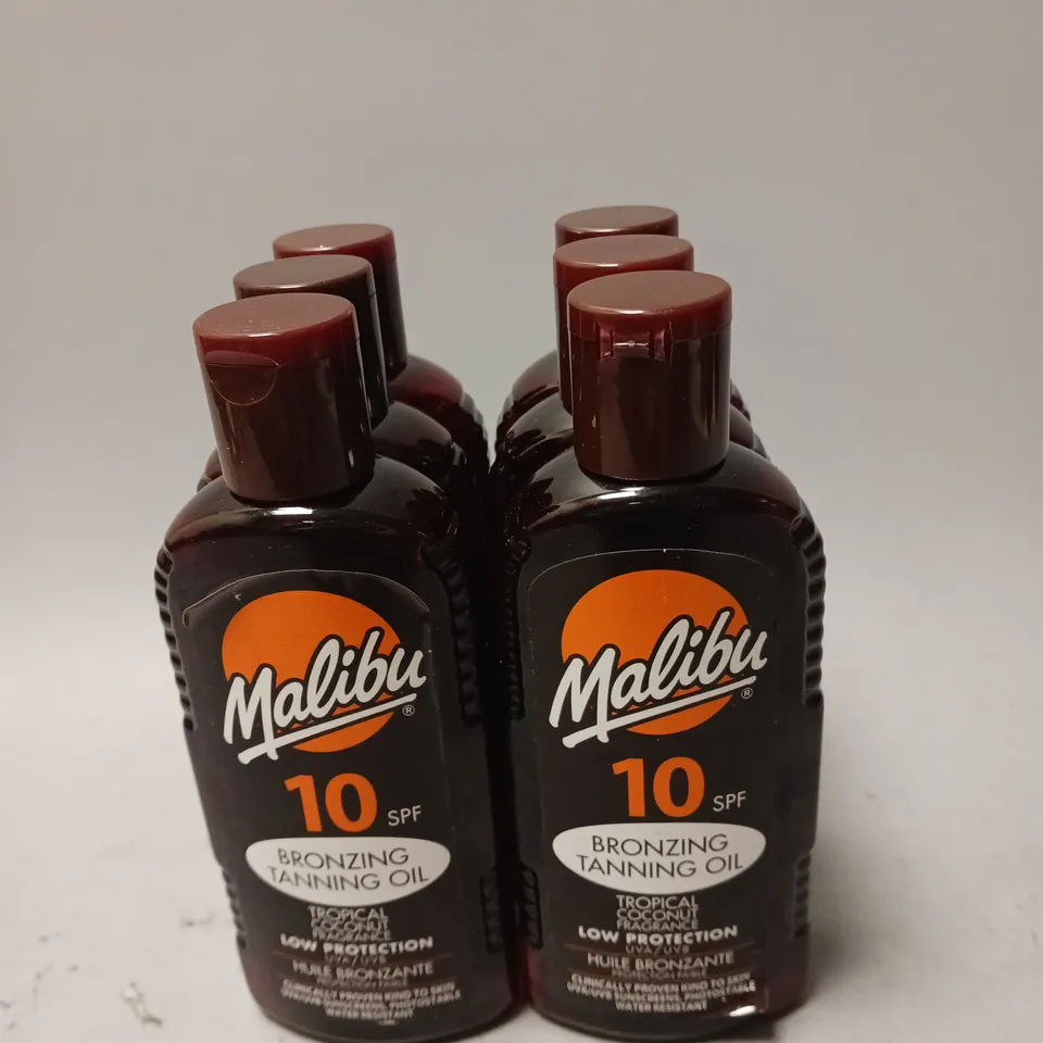 MALIBU X6 BRONZING TANNING OIL 10SPF TROPICAL COCONUT FRAGRANCE 200ML EACH