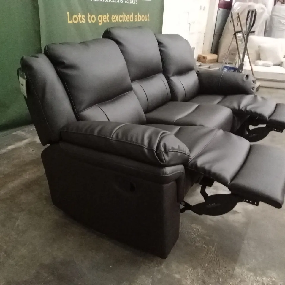 ALBION LUXURY FAUX LEATHER 3 SEATER HIGH BACK MANUAL RECLINER SOFA - CHOCOLATE RRP £619