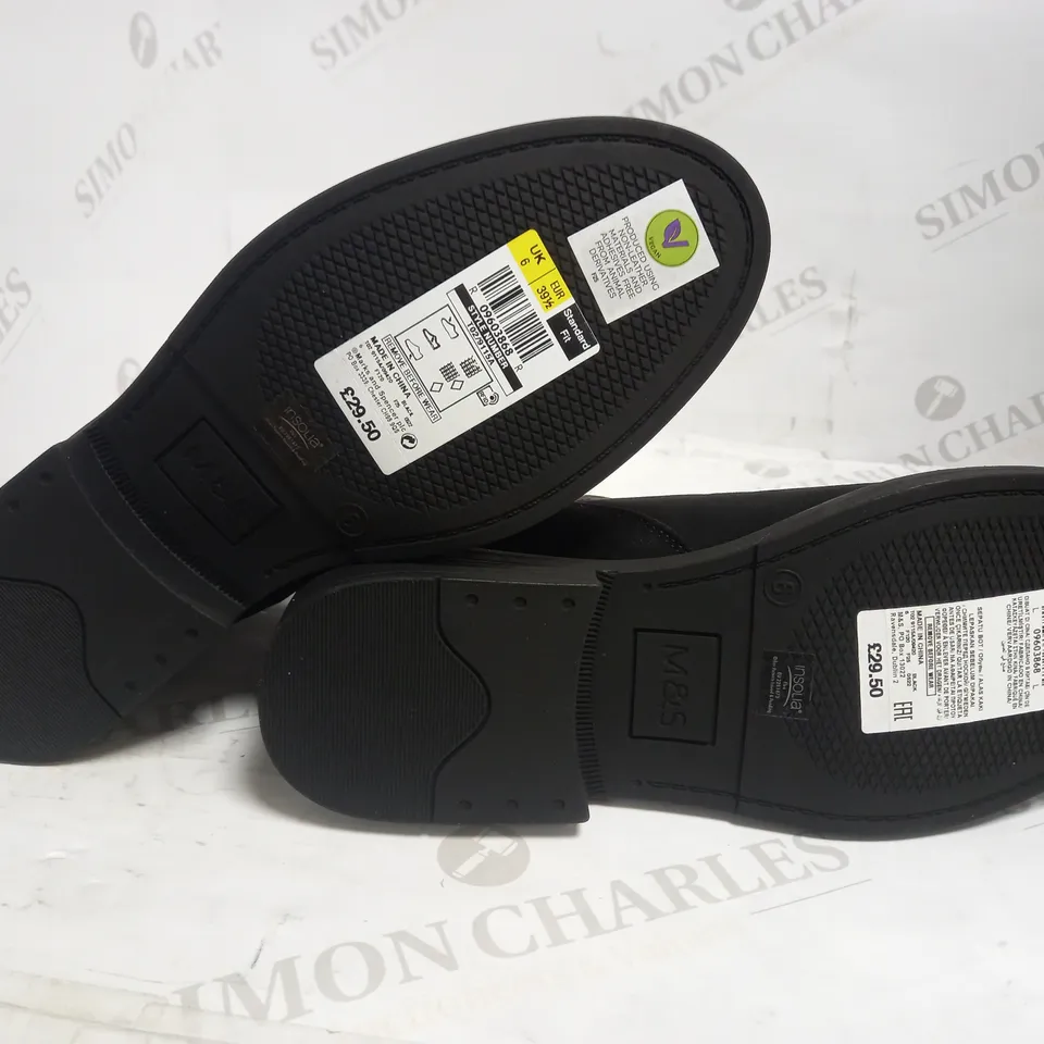 M&S COLLECTION CHELSEA LOW STANDARD FIT ANKLE BOOTS BLACK SUEDE UK 6