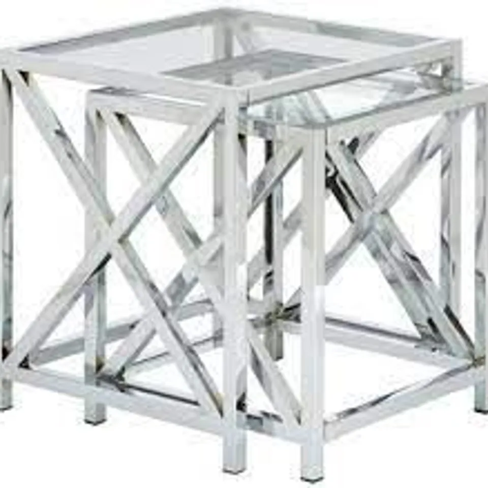 BOXED CHRISTIE NEST OF TABLES - CHROME  RRP £199.99