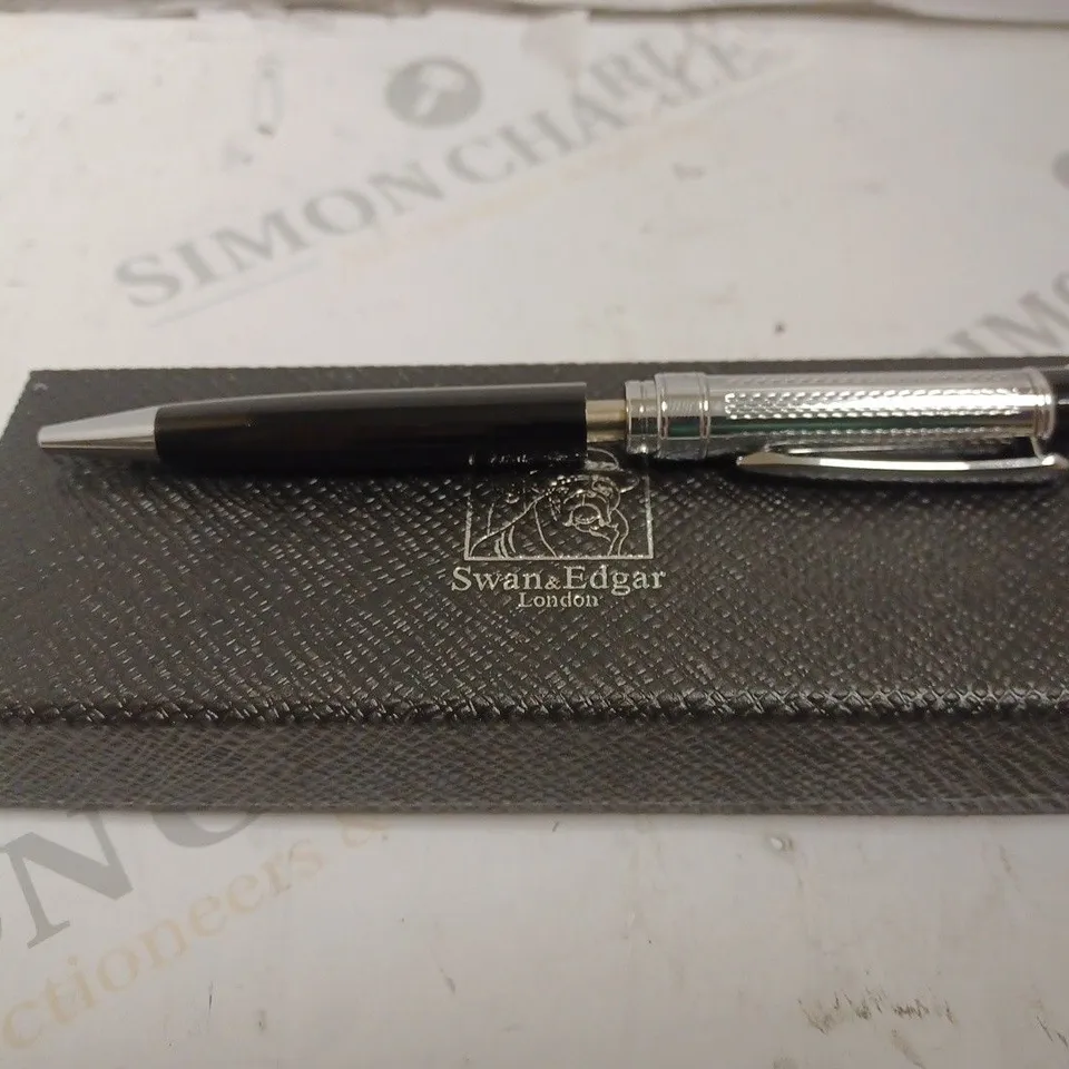 BOXED SWAN AND EDGAR STEEL AND CHROME PEN. 
