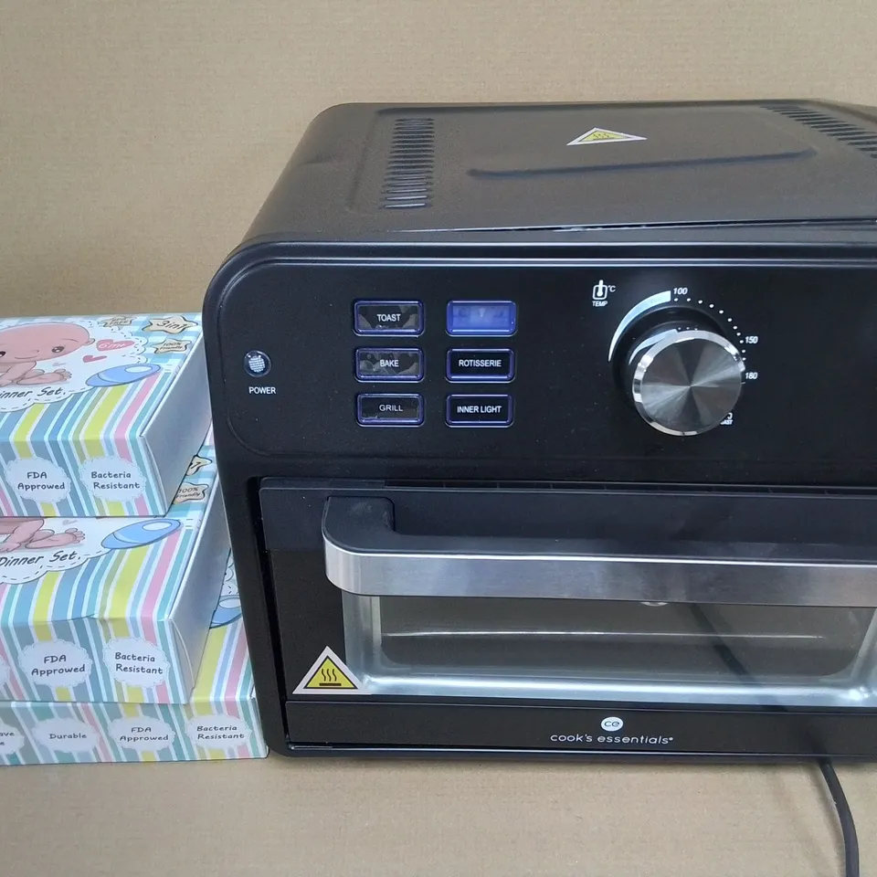 LOT OF APPROXIMATELY 15 ASSORTED HOUSEHOLD ITEMS TO INCLUDE ADHESIVE FLOORING STRIPS, COOKS ESSENTIALS COOKER, BABY DINING SETS AND MONITORS