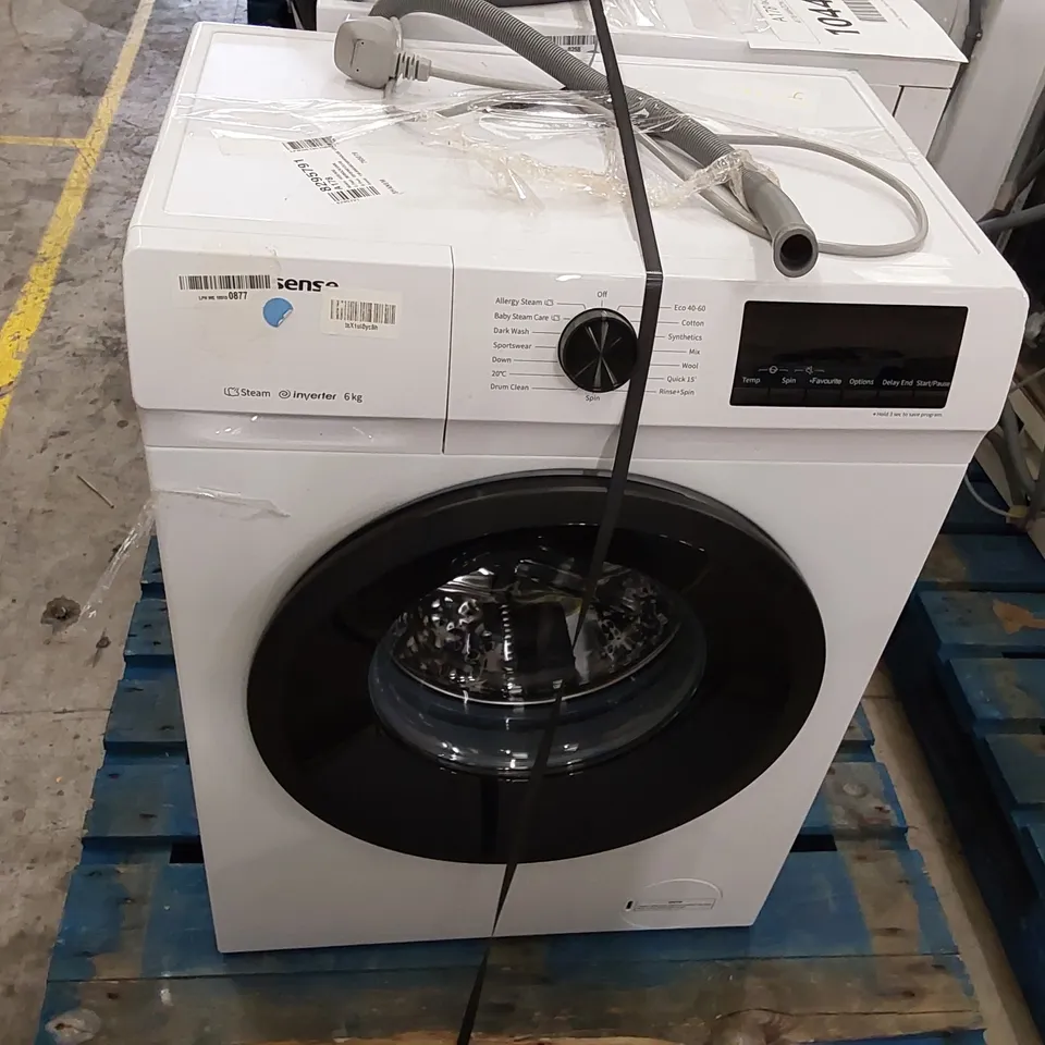 HISENSE-WFQP6012EVM-FREESTANDING-6 KG-FRONT LOAD DURABLE INVERTER WASHING MACHINE-STEAM WASH-QUICK WASH-15 WASHING PROGRAMS-1200 RPM-WHITE