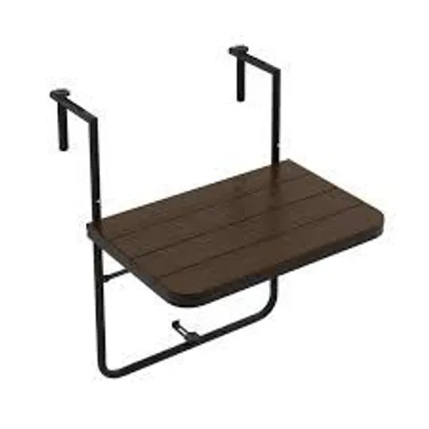 BOXED FOLDING RAILING TABLE WITH 3-LEVEL ADJUSTABLE HEIGHT FOR PATIO -BROWN